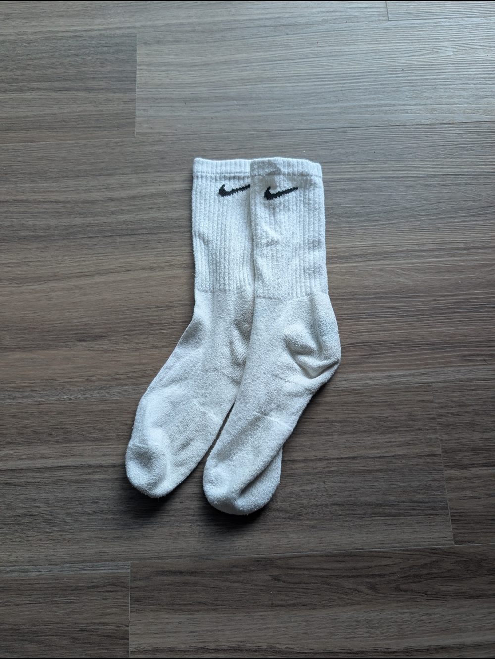 Nike White Crew Socks with Black Swoosh - Men